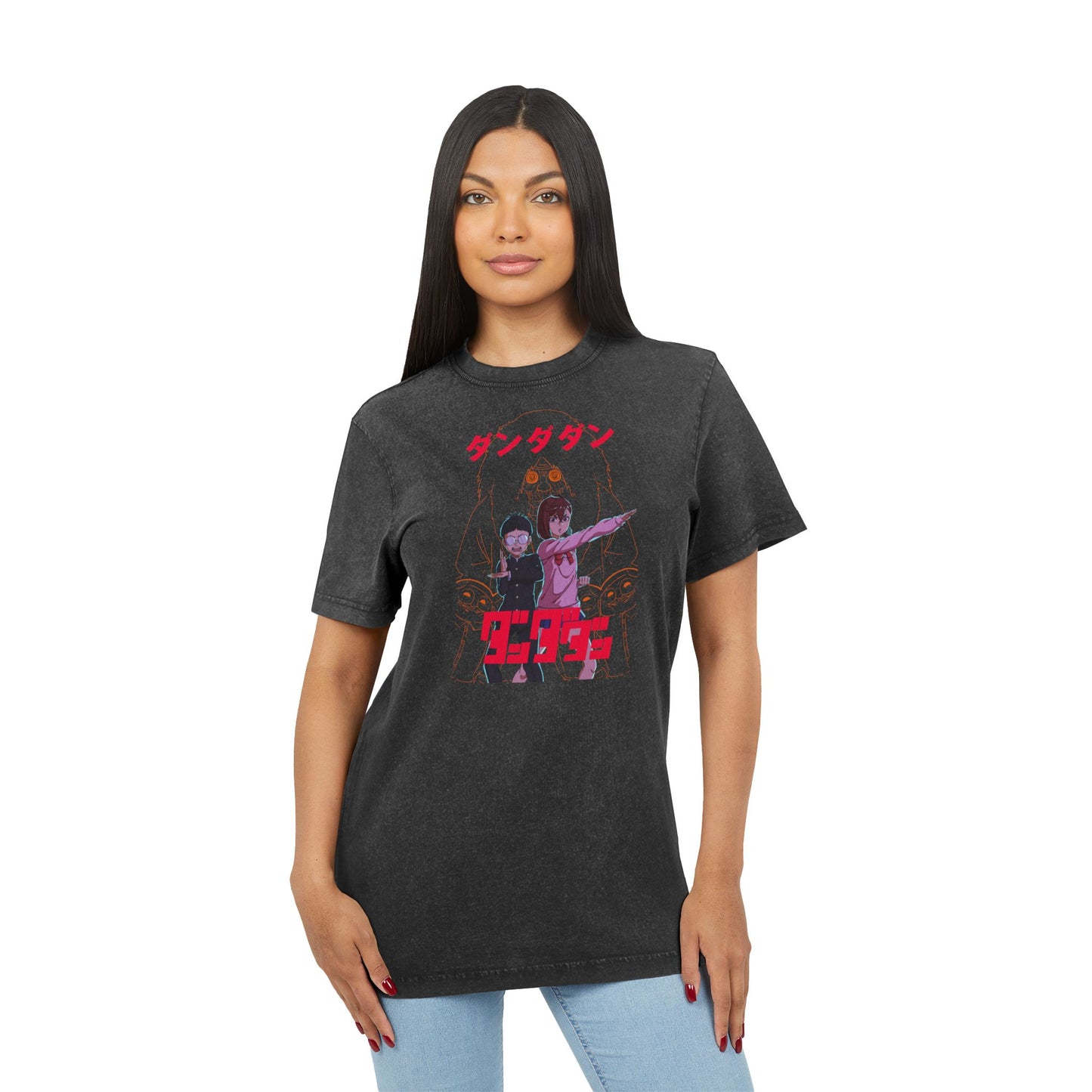 DanDaDan Anime Acid Washed Graphic Tee - Retro Style